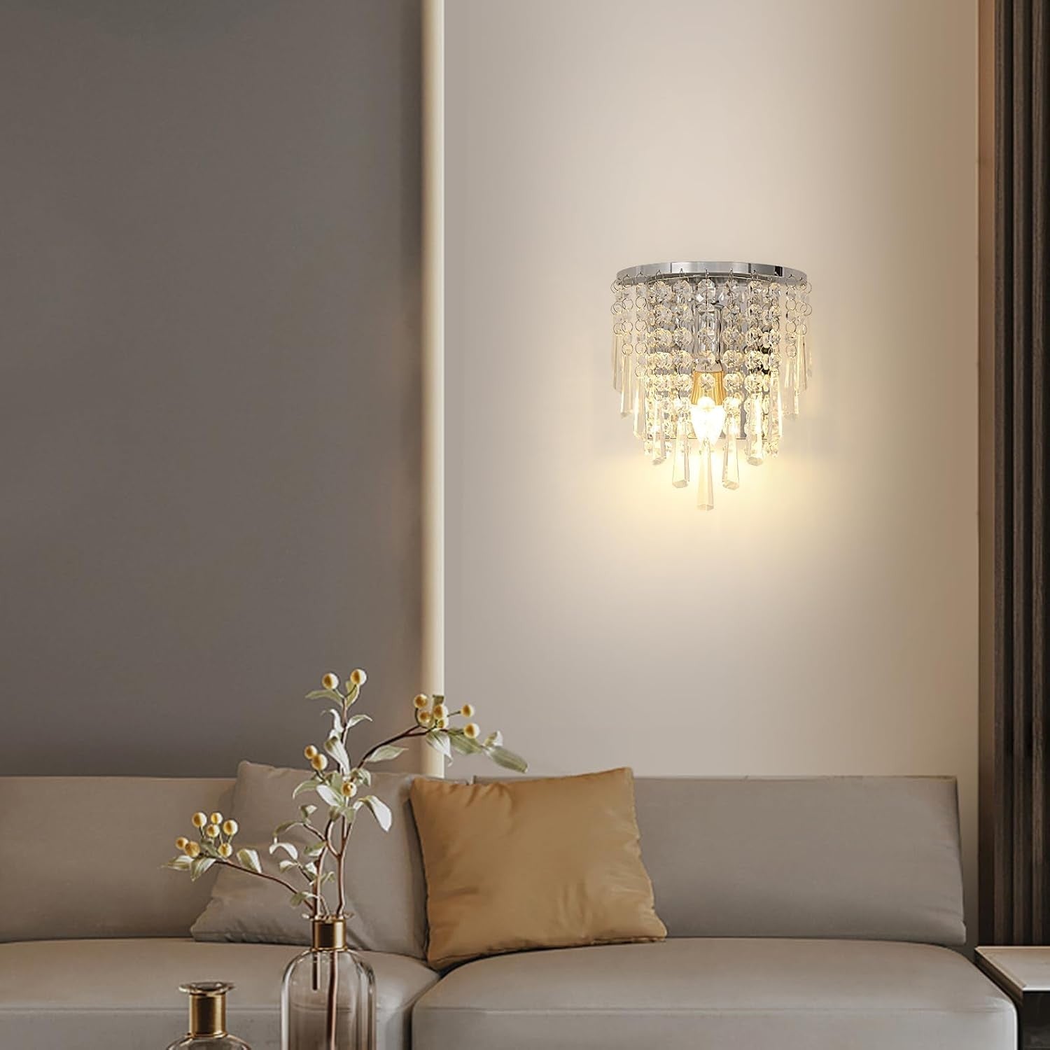 Nowoczesny kinkiet ścienny Kryształ chrom Żarówki E14