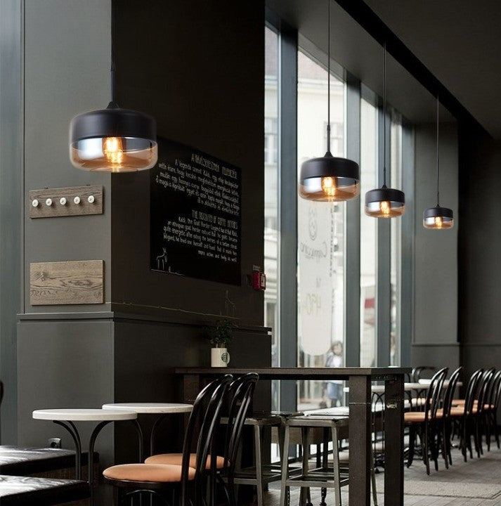 Lampa Sufitowa Industrialna Retro Glassey|E27| Czarna|Klasyczna|25cm