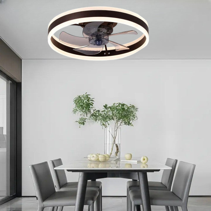 Plafon sufitowy LED z wentylatorem Kawowy nowoczesny 50cm 60W|Pilot