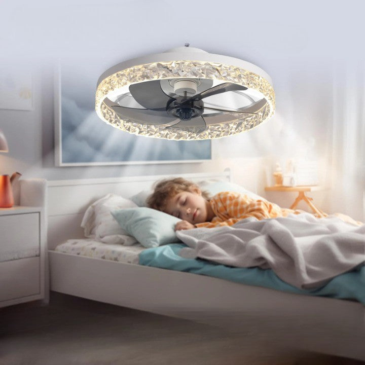 Plafon sufitowy LED z wiatrakiem biały +pilot, aplikacja TRYB ZIMOWY