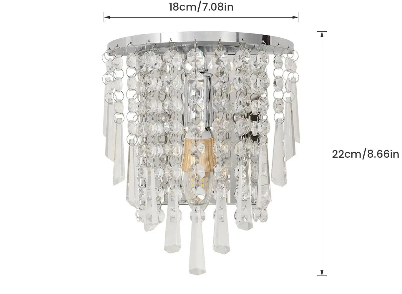Nowoczesny kinkiet ścienny Kryształ chrom Żarówki E14