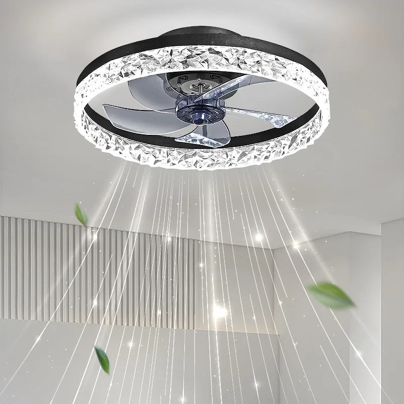 Plafon Wentylator Lampa LED czarna 3 barwy | pilot