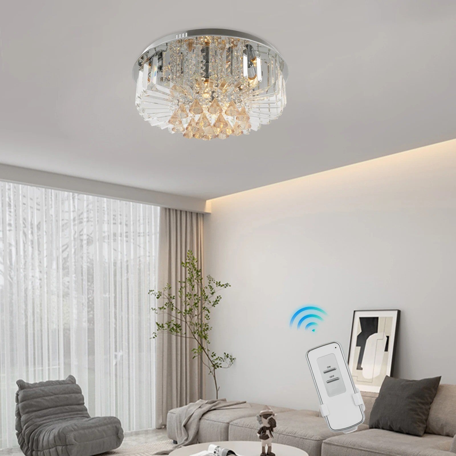 Plafon sufitowy LED Kryształ Laura II żarówka 3 Barwy