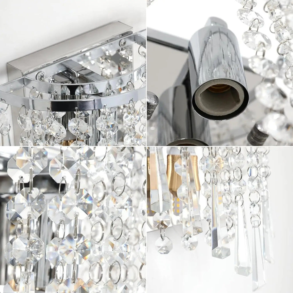 Nowoczesny kinkiet ścienny Kryształ chrom Żarówki E14