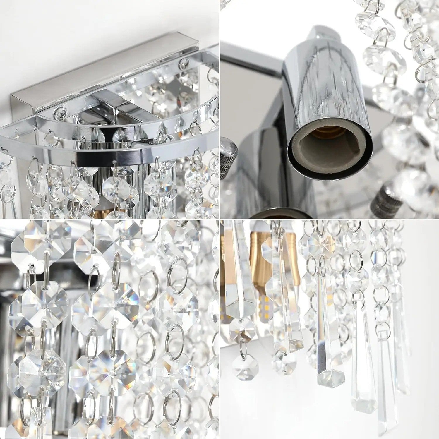 Nowoczesny kinkiet ścienny Kryształ chrom Żarówki E14