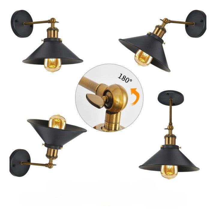 Kinkiety Ścienne Czarne Industrialne Retro Lupi E27 - Zestaw 2 szt. z Regulowanym Ramieniem