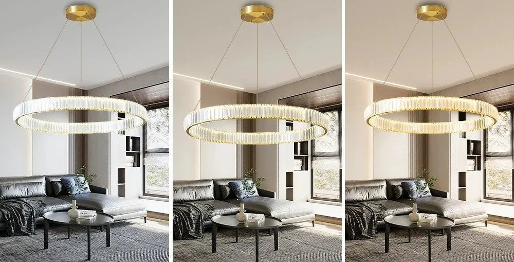 Lampa LED Sufitowa kryształ okrągła 80cm Pilot Regulacja światła Tryb Noc