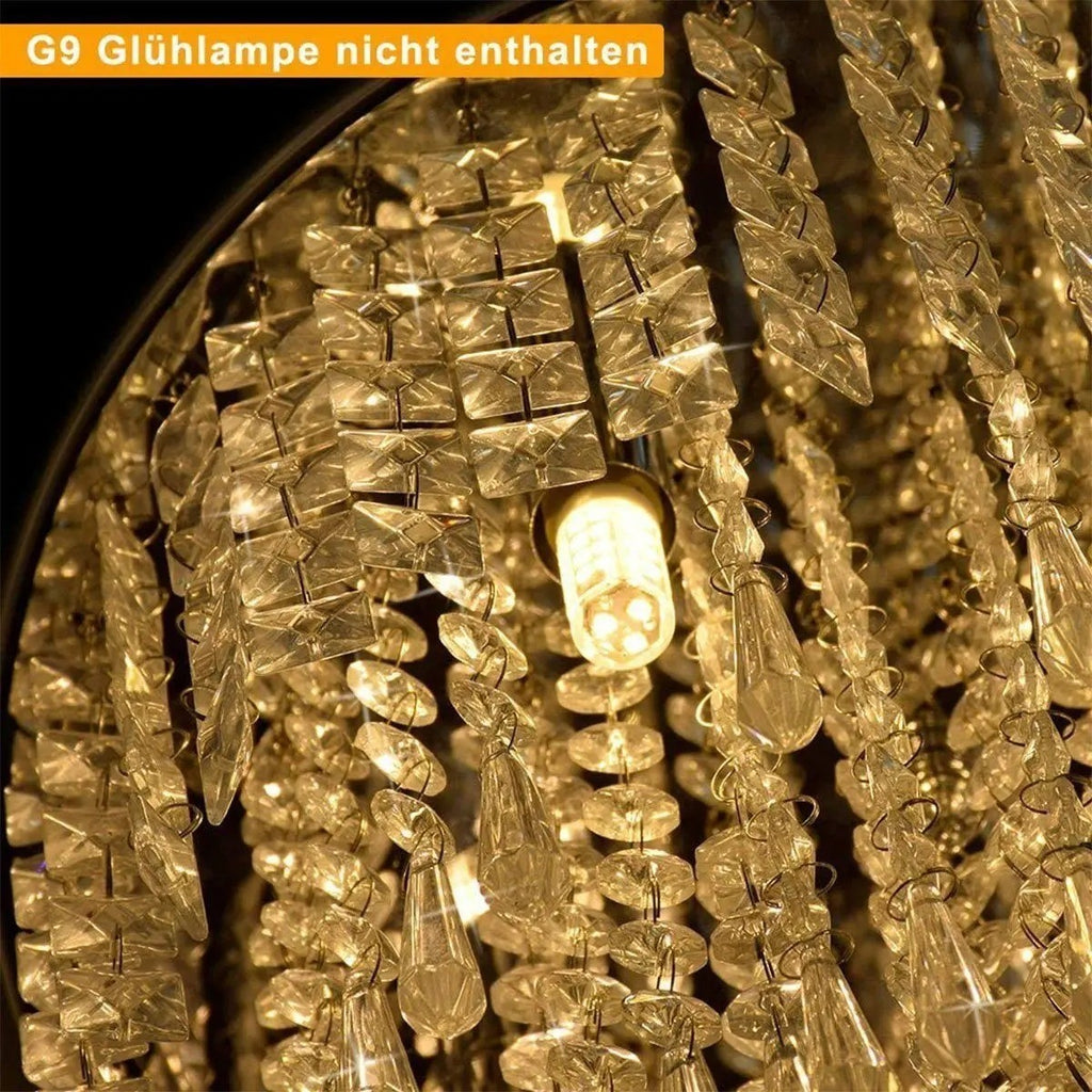 Elegancka lampa sufitowa z kryształkami i chromowaną podstawą 3×G9