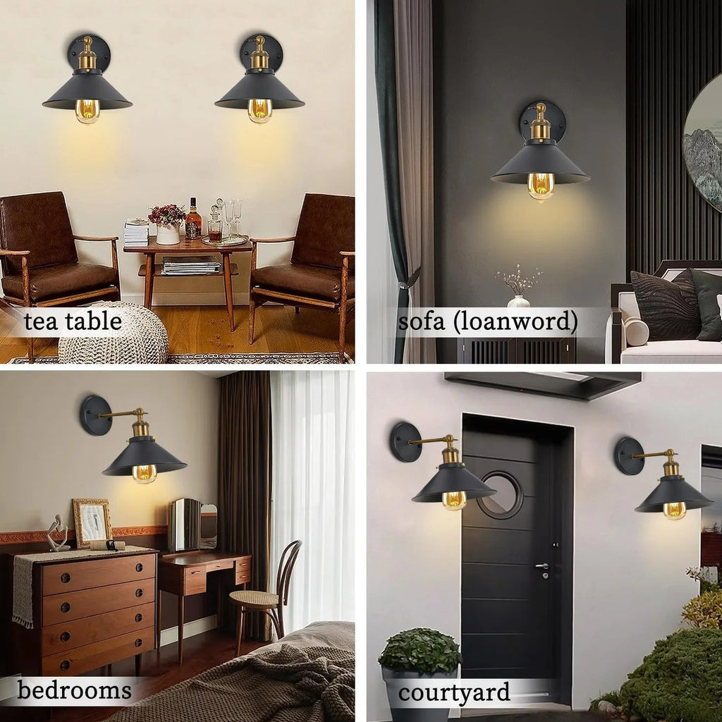 Kinkiety Ścienne Czarne Industrialne Retro Lupi E27 - Zestaw 2 szt. z Regulowanym Ramieniem