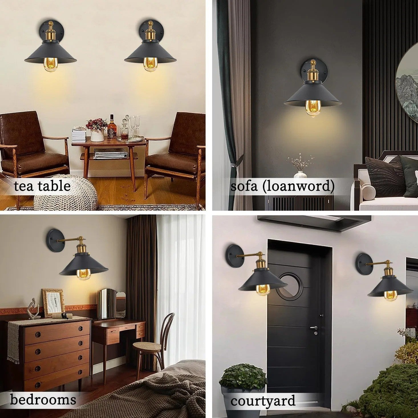 Kinkiety Ścienne Czarne Industrialne Retro Lupi E27 - Zestaw 2 szt. z Regulowanym Ramieniem