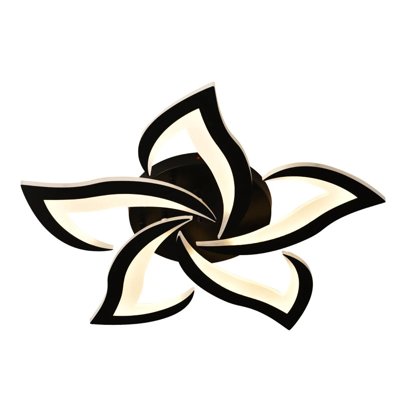 Lampa Led sufitowa Loti 5 Czarna w kształcie Kwiatu Lotosu