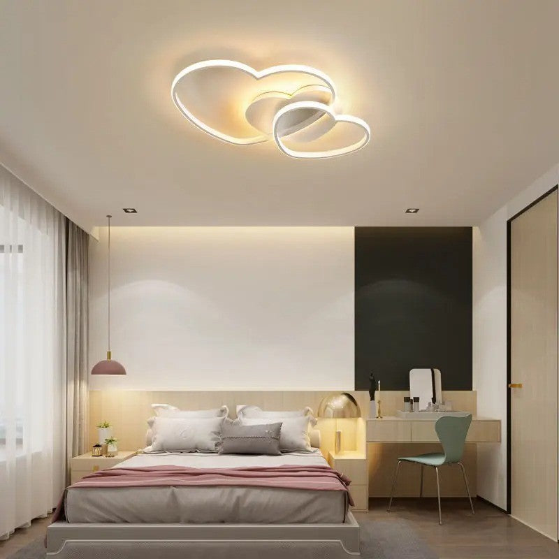 Biała Lampa Sufitowa LED w Kształcie Serca Oliwka 48W z Pilotem - Pokój Dziecięcy