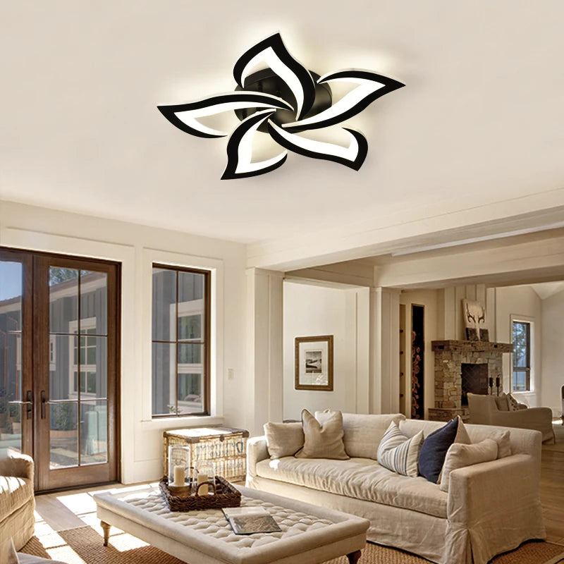Lampa Led sufitowa Loti 5 Czarna w kształcie Kwiatu Lotosu