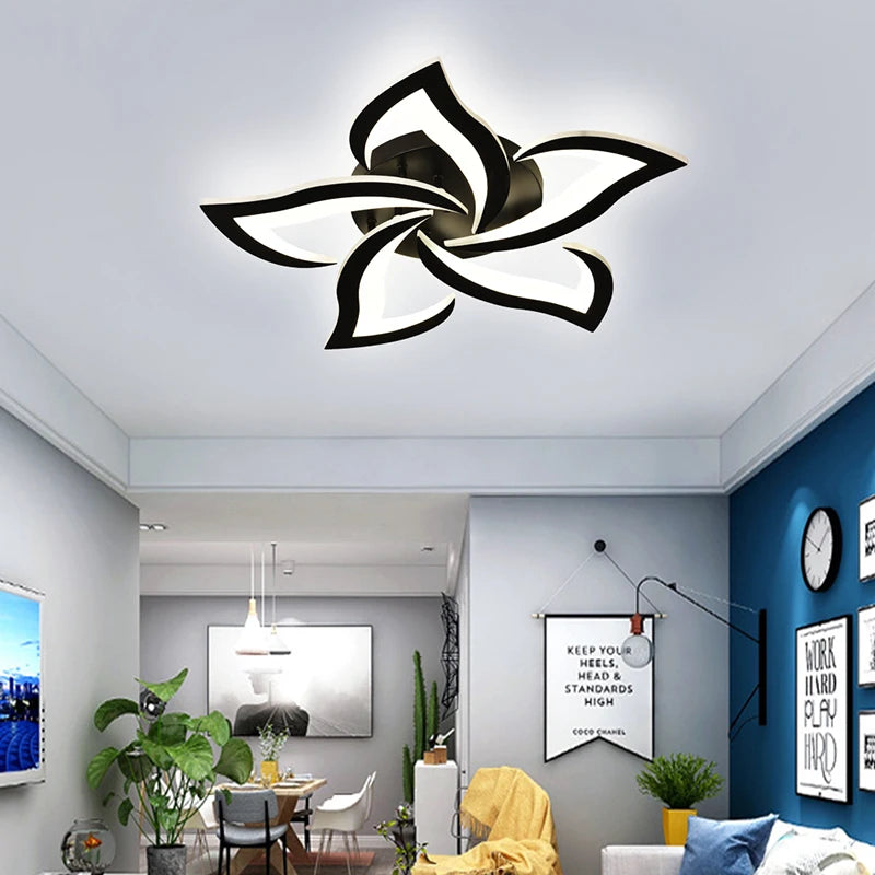 Lampa Led sufitowa Loti 5 Czarna w kształcie Kwiatu Lotosu