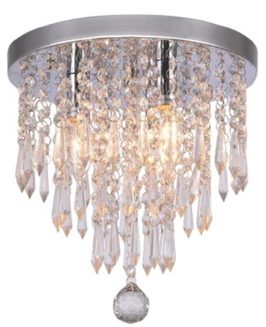 Elegancka lampa sufitowa z kryształkami i chromowaną podstawą 3×G9