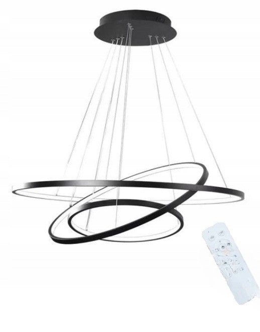 Lampa LED Sufitowa Black Rings| 60cm|zmienne światło|pilot|Nowoczesna