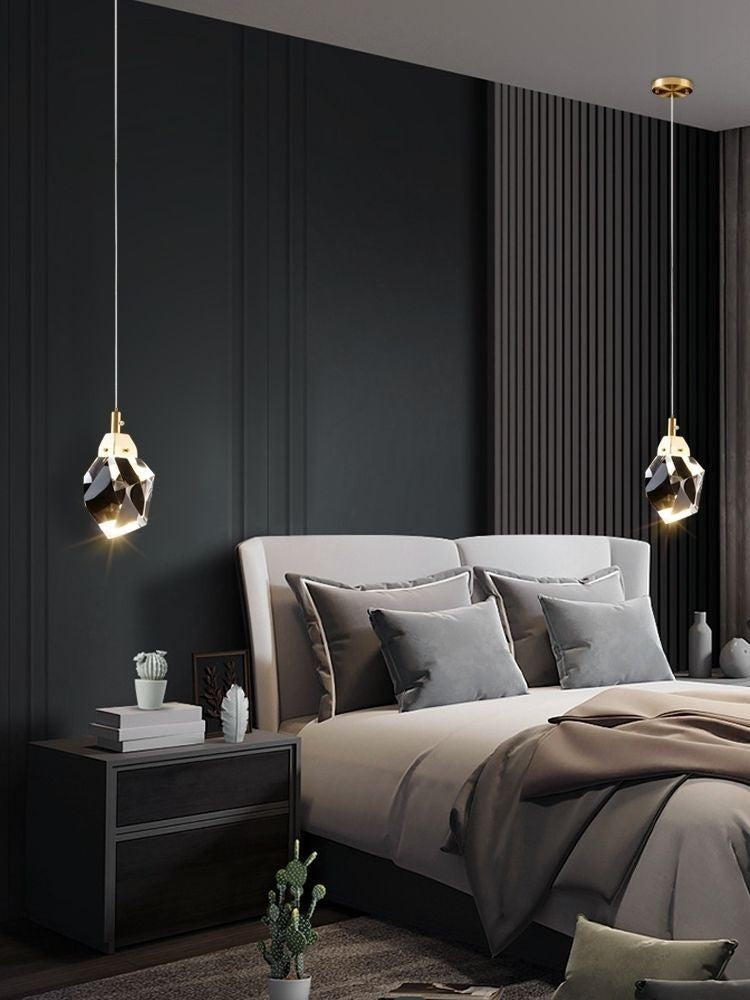 Lampa LED Wisząca Sufitowa Glamour kropla Złota|10|10|130|5W|kryształ|