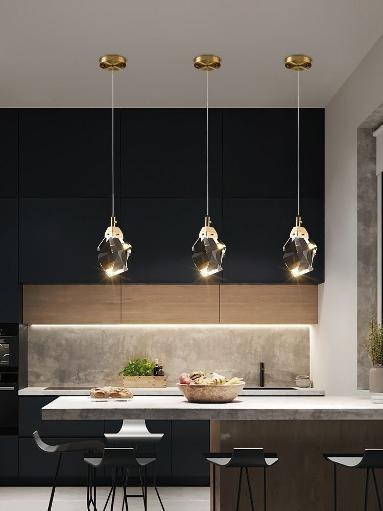 Lampa LED Wisząca Sufitowa Glamour kropla Złota|10|10|130|5W|kryształ|